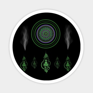 Green Chakra Mandala, Anahata Energy. Buddha. Magnet